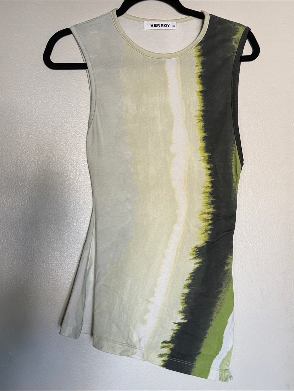 Venroy Women’s XS Green and Black Tie-Dye Sleeveless Tank